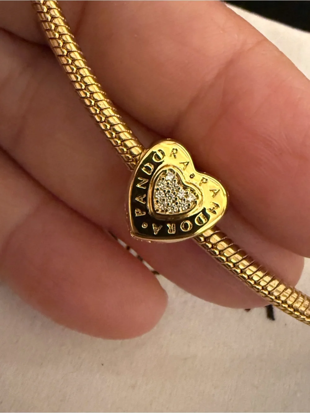 Pandora Gold Heart Pavé Charm